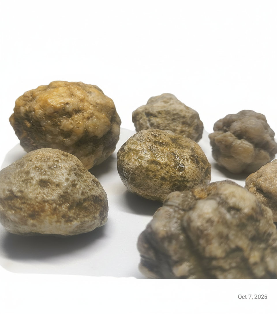 group of Kentucky geodes on white background