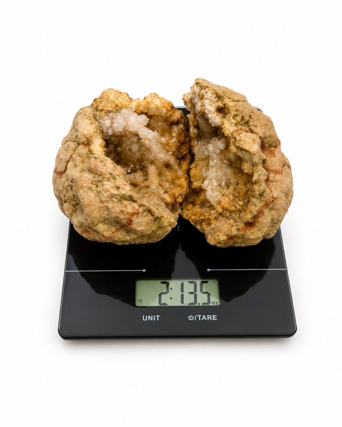 2lb 13oz Kentucky Geode Pair, Both Halves, Calcite Crystals, 4 Inch, Hand Collected – Fishing Creek, KY