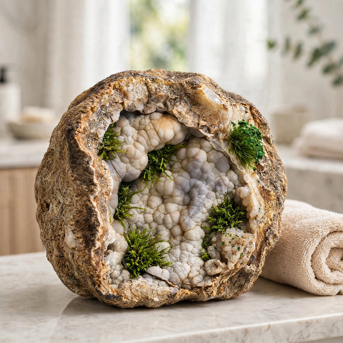 Living Kentucky Geode — Botryoidal Chalcedony with Live Moss Kit