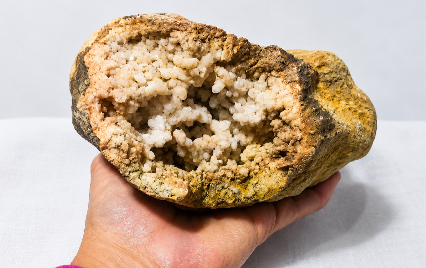 3lb 8oz Natural Kentucky Geode, Crystal Lined Open Pocket Display Specimen, Calcite – Fishing Creek, KY