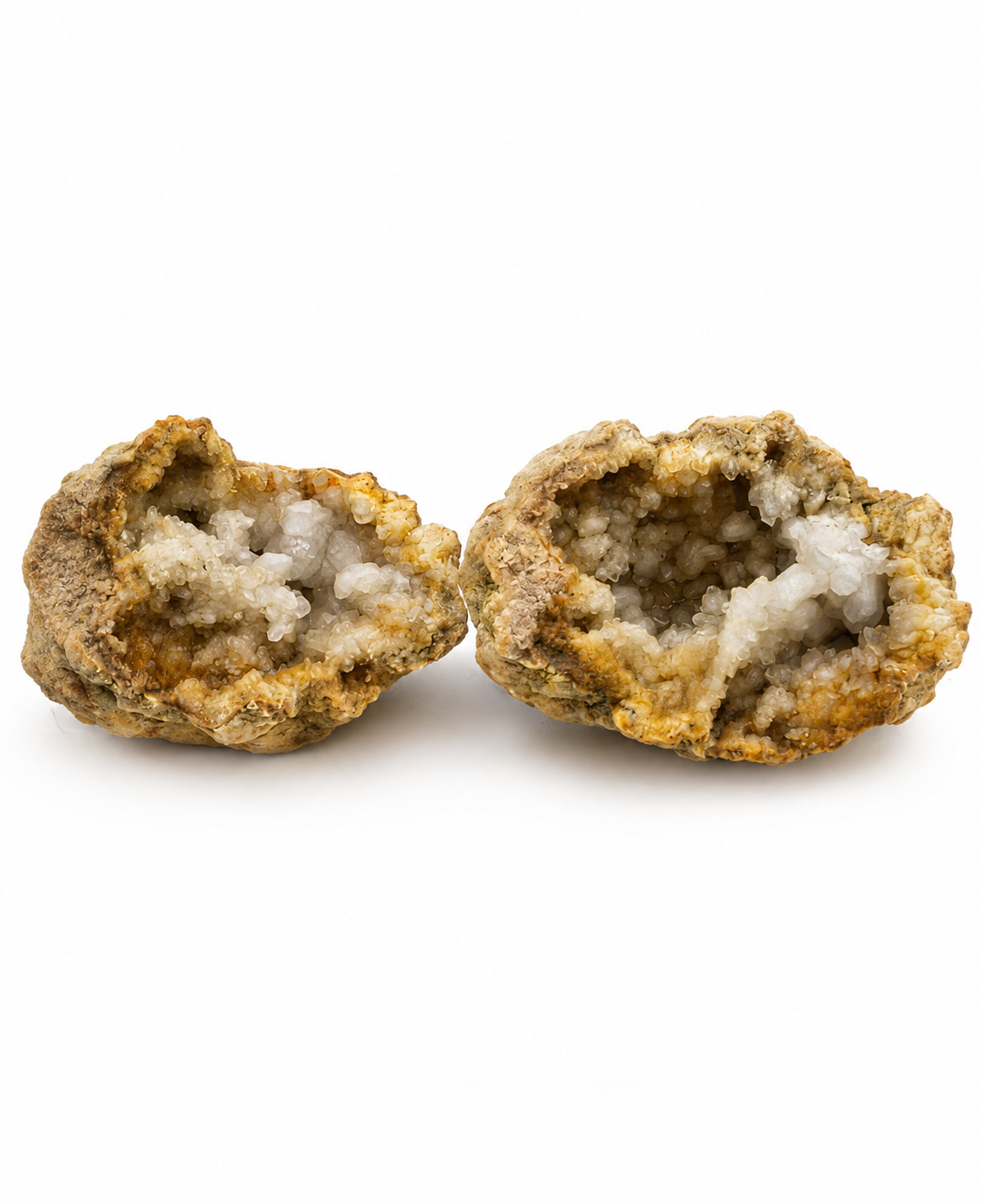 2lb 13oz Kentucky Geode Pair, Both Halves, Calcite Crystals, 4 Inch, Hand Collected – Fishing Creek, KY