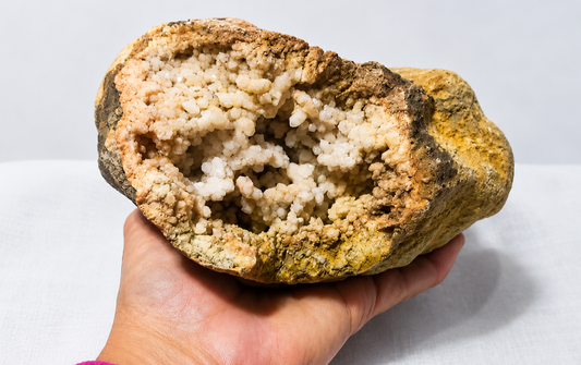 3lb 8oz Natural Kentucky Geode, Crystal Lined Open Pocket Display Specimen, Calcite – Fishing Creek, KY