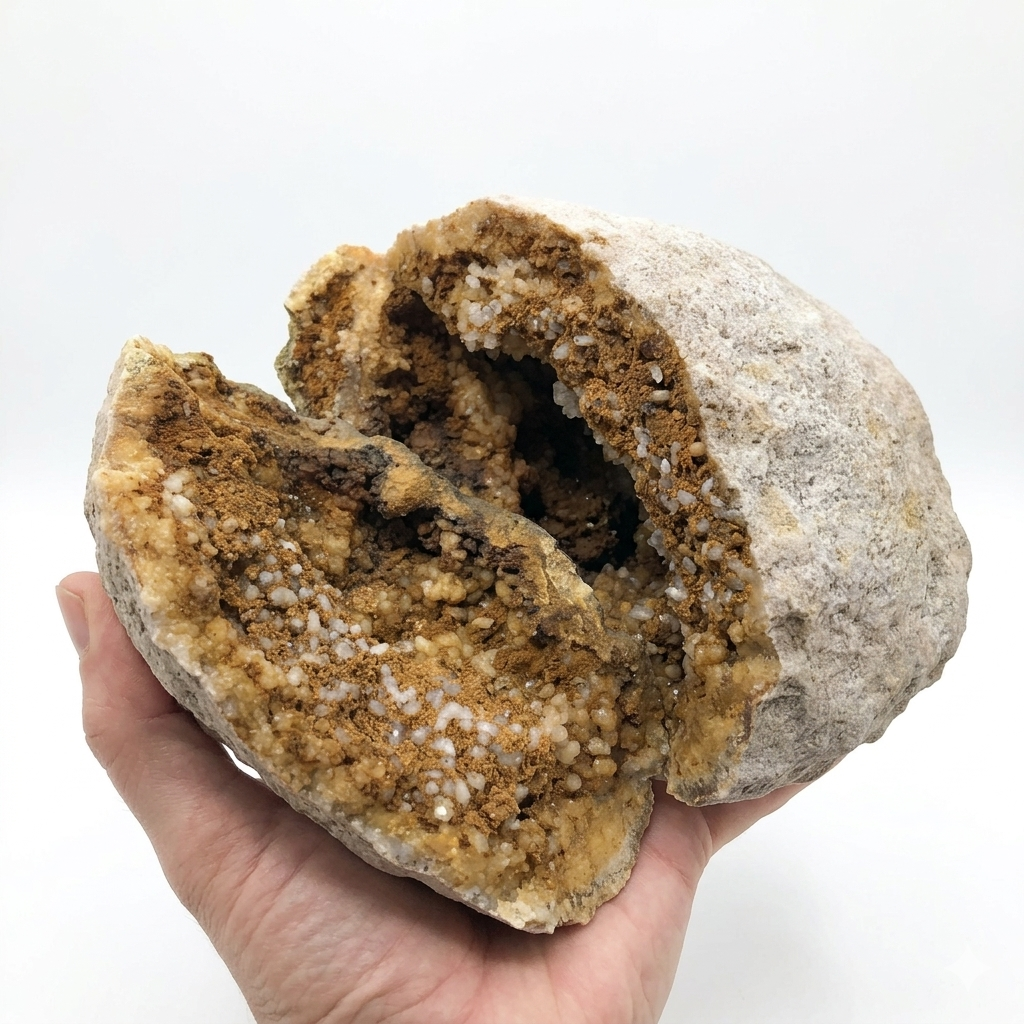 Kentucky Open Geode, Quartz Crystal, Exact Specimen, 3.46 lb, Iron Stained – Fishing Creek, KY