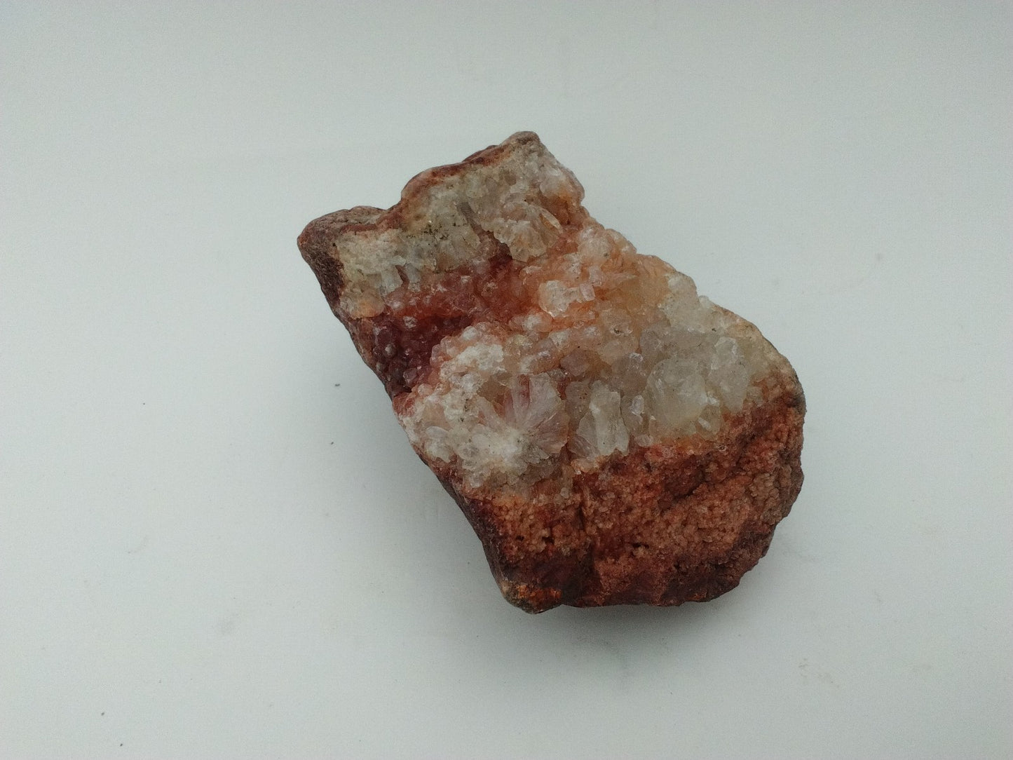 Kentucky Geode Half, 1.54 lb, Red Clear Quartz Crystal, 5 Inch Display Specimen – Fishing Creek, KY