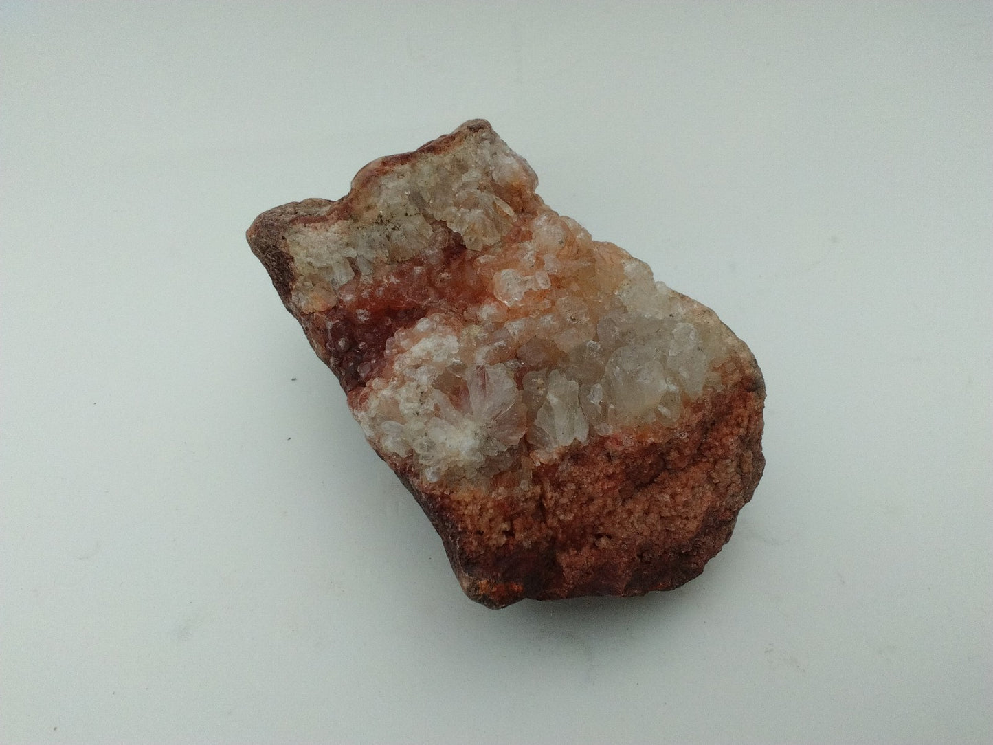 Kentucky Geode Half, 1.54 lb, Red Clear Quartz Crystal, 5 Inch Display Specimen – Fishing Creek, KY