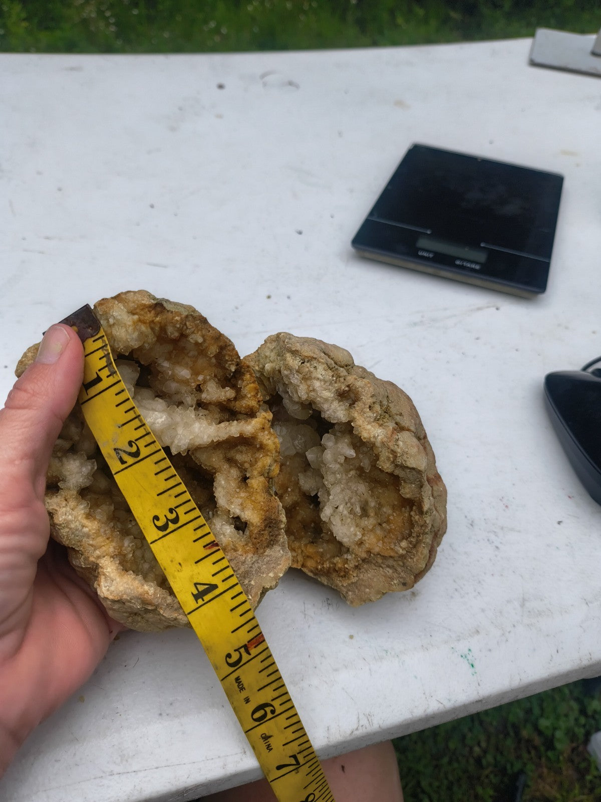 2lb 13oz Kentucky Geode Pair, Both Halves, Calcite Crystals, 4 Inch, Hand Collected – Fishing Creek, KY