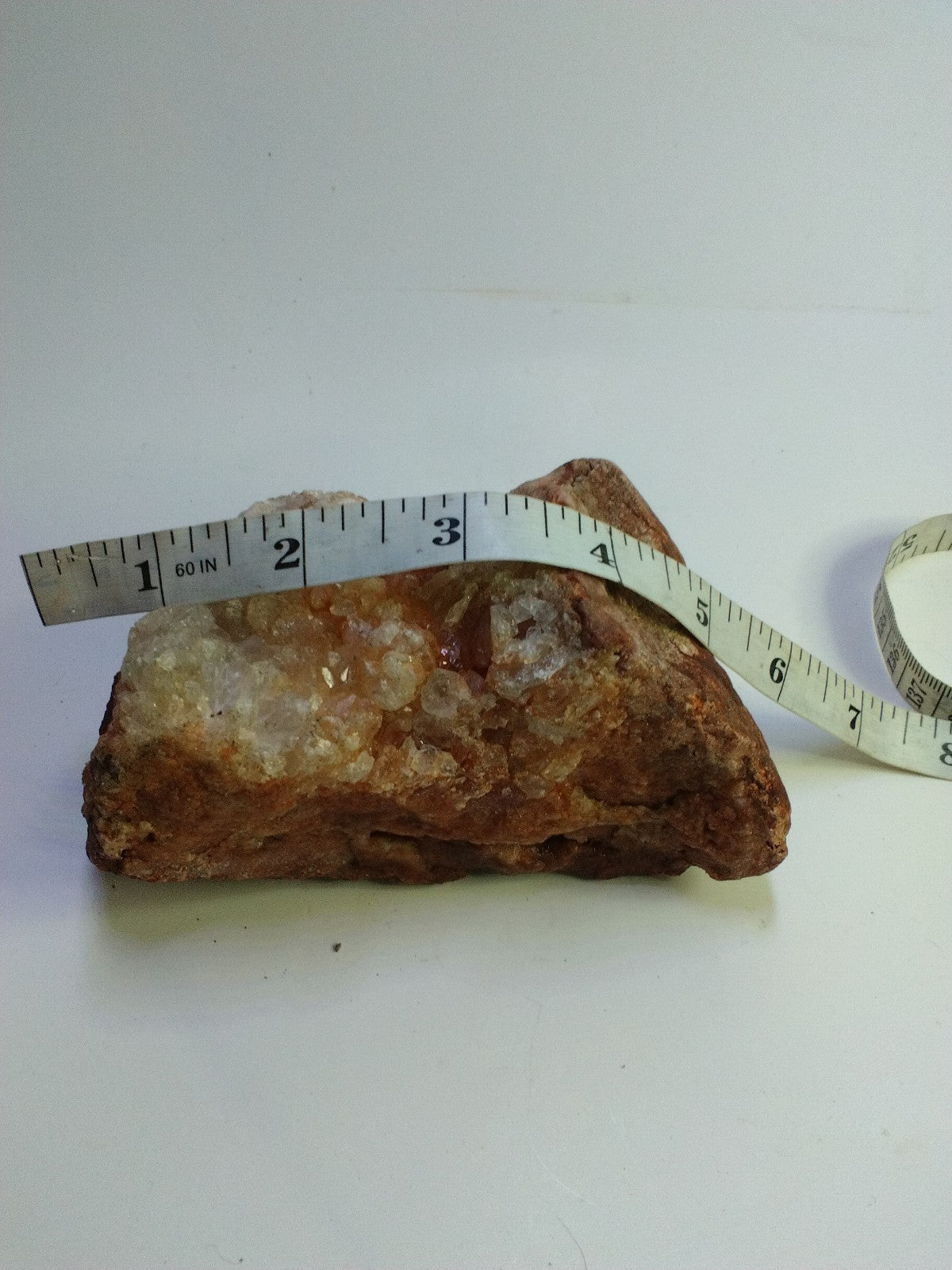 Kentucky Geode Half, 1.54 lb, Red Clear Quartz Crystal, 5 Inch Display Specimen – Fishing Creek, KY
