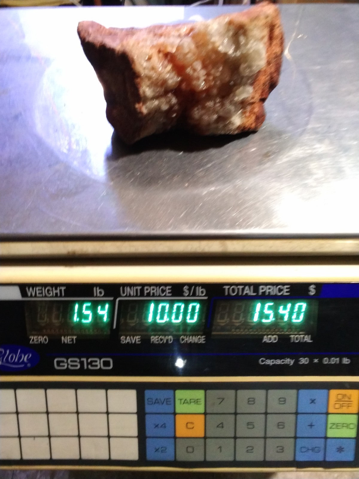 Kentucky Geode Half, 1.54 lb, Red Clear Quartz Crystal, 5 Inch Display Specimen – Fishing Creek, KY