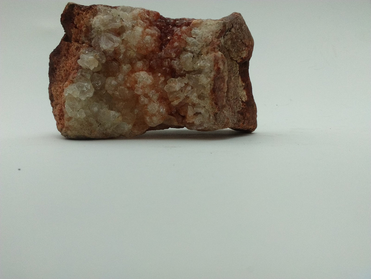 Kentucky Geode Half, 1.54 lb, Red Clear Quartz Crystal, 5 Inch Display Specimen – Fishing Creek, KY