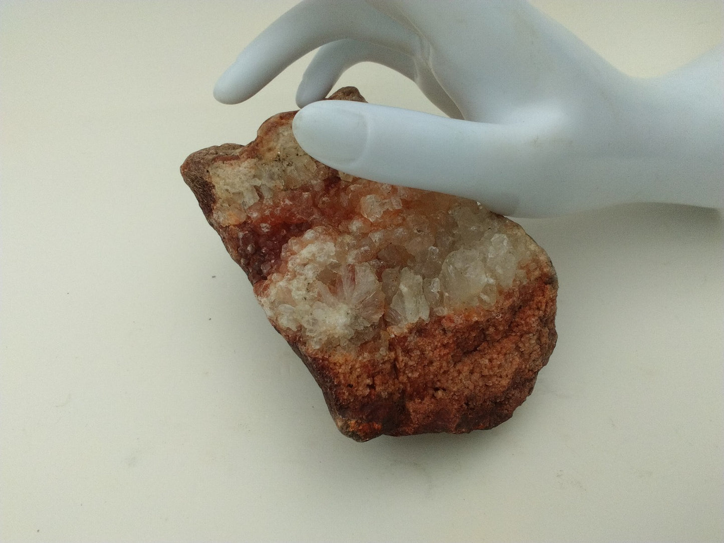 Kentucky Geode Half, 1.54 lb, Red Clear Quartz Crystal, 5 Inch Display Specimen – Fishing Creek, KY